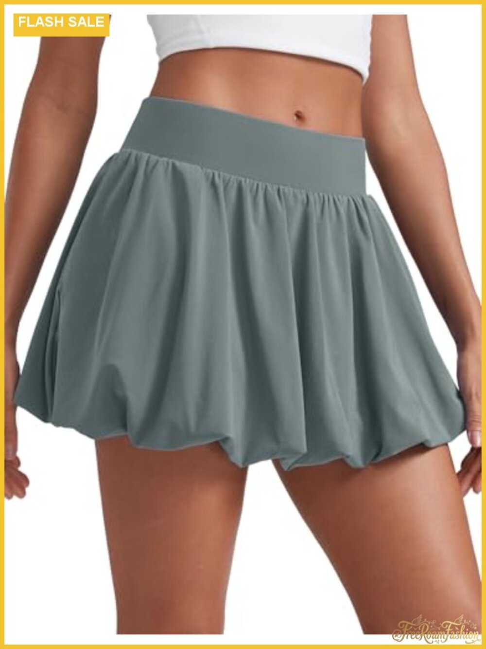 High Waisted Bubble Tennis Skirt with Built-in Shorts Pockets Athletic Skort